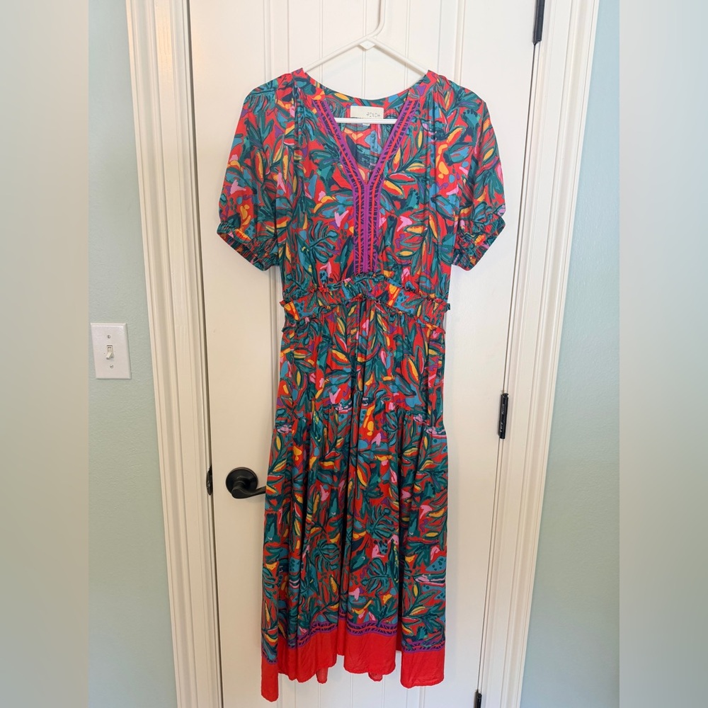 Pinch Vibrant Orange and Teal Midi Dress